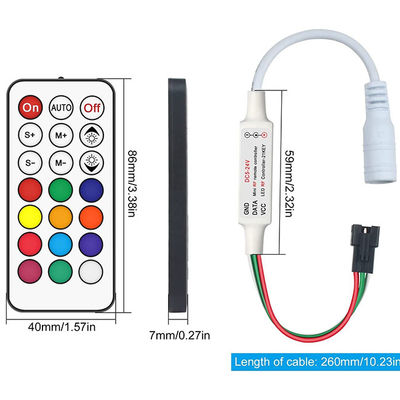 DC5 -24V WS2811 WS2812Bの夢のカラー ストリップ ライトのための小型21Key LEDライト コントローラー