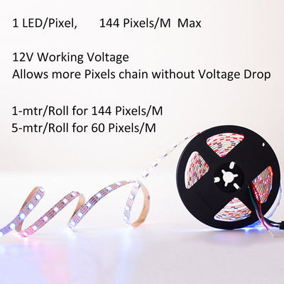 Ws2815デジタルRgbはDaulの個々のアドレス指定可能な60のLEDs 144ピクセルをデータ信号 ストリップを導いた
