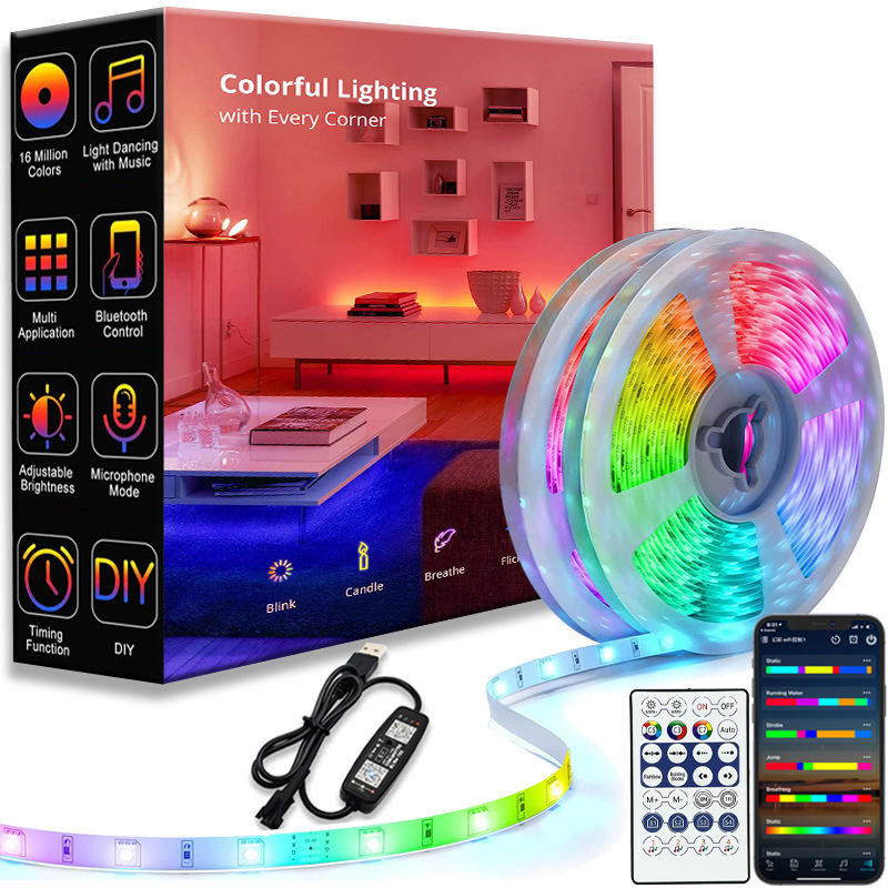 APP Wifi 5VスマートなLEDの滑走路端燈リモコン休日のパーティのための5050 SMD RGB